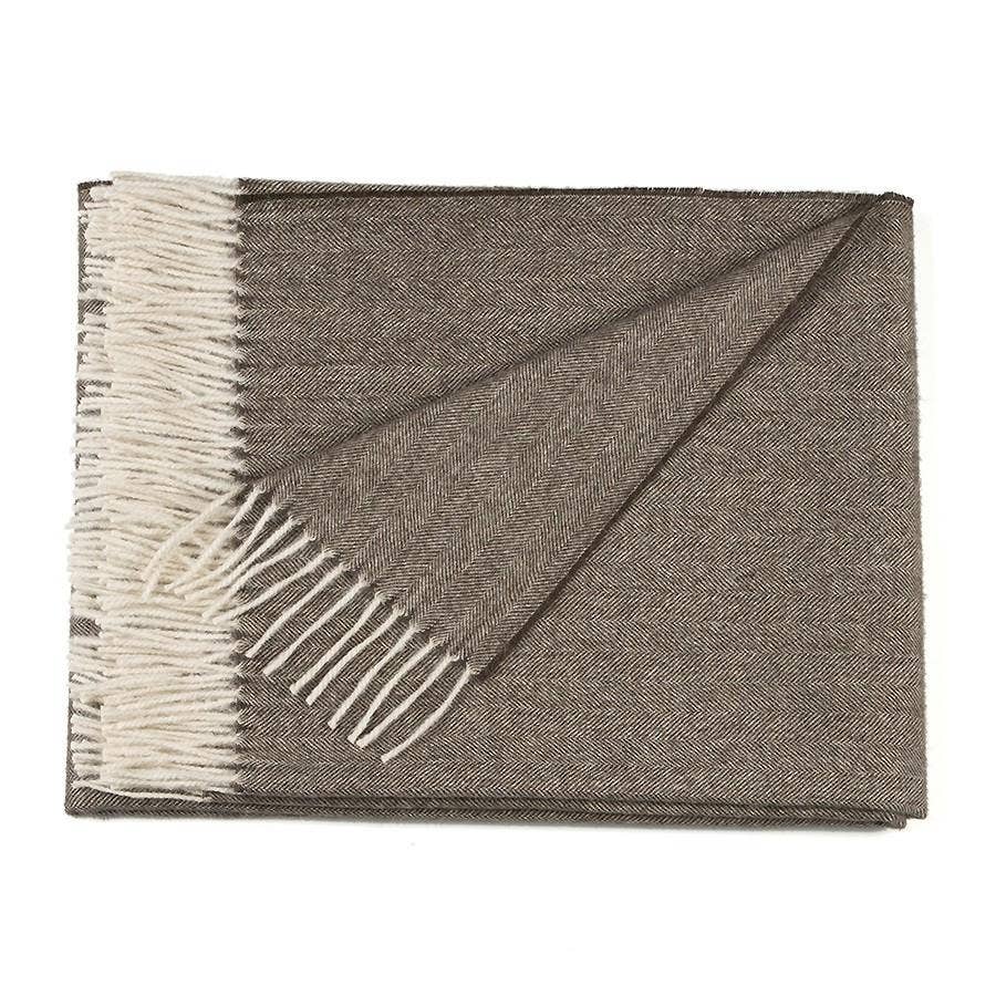 Herringbone Alpaca Throw - Bark