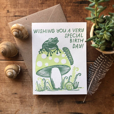 Birthday Frog Mushroom Card