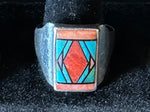 Load image into Gallery viewer, Turquoise &amp; Coral Vintage Ring
