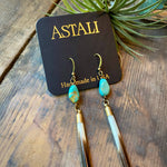 Load image into Gallery viewer, Porcupine Quill Turquoise and Brass Earrings
