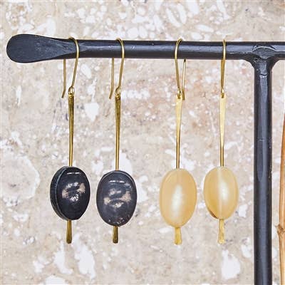 Sema Dark Horn Brass Earring