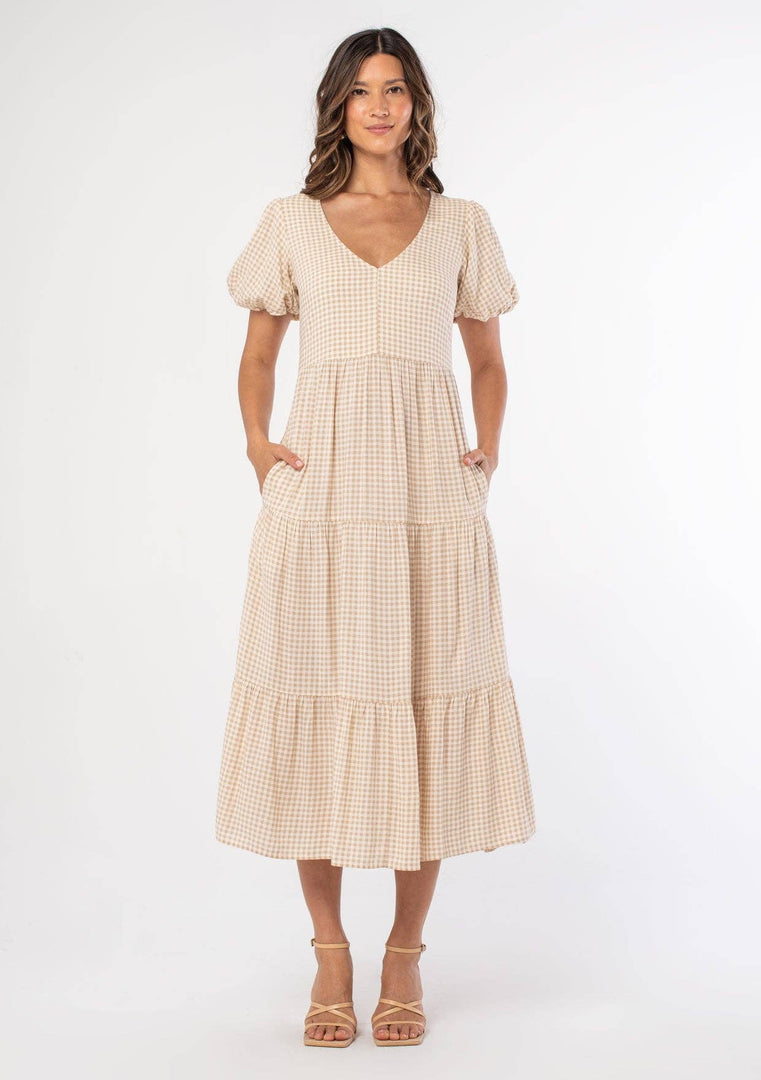 Gingham Puff Sleeve Dress