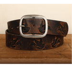 Load image into Gallery viewer, Embossed Sparrow Aged Leather Belt
