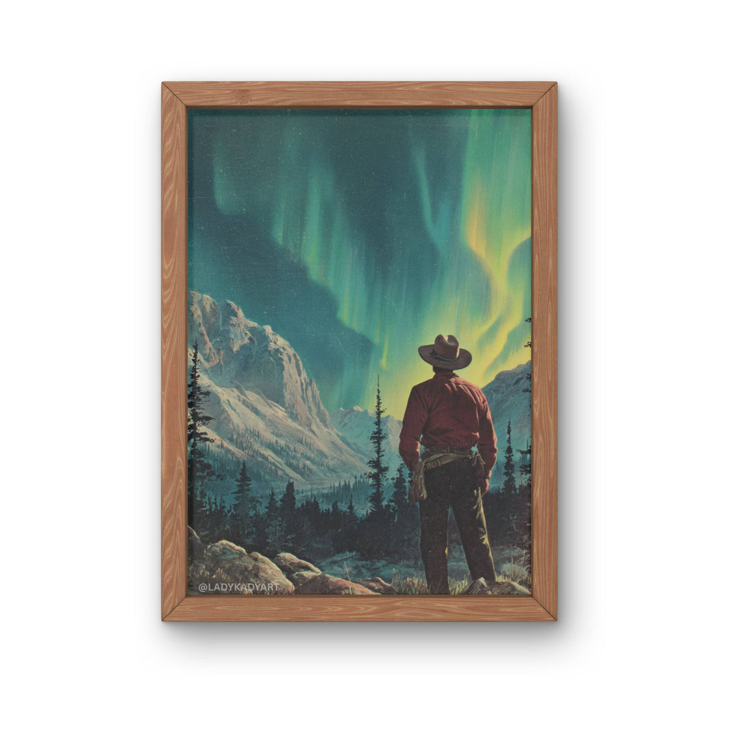 Northern Lights Cowboy Art Print