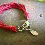 Load image into Gallery viewer, Leather 7-Strand Bracelet - Red &amp; Silver, Boho Western Style
