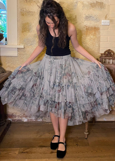 Ballerina skirt - Dove Grey Floral