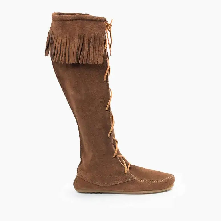 Front Lace Knee High Boot Dusty Brown