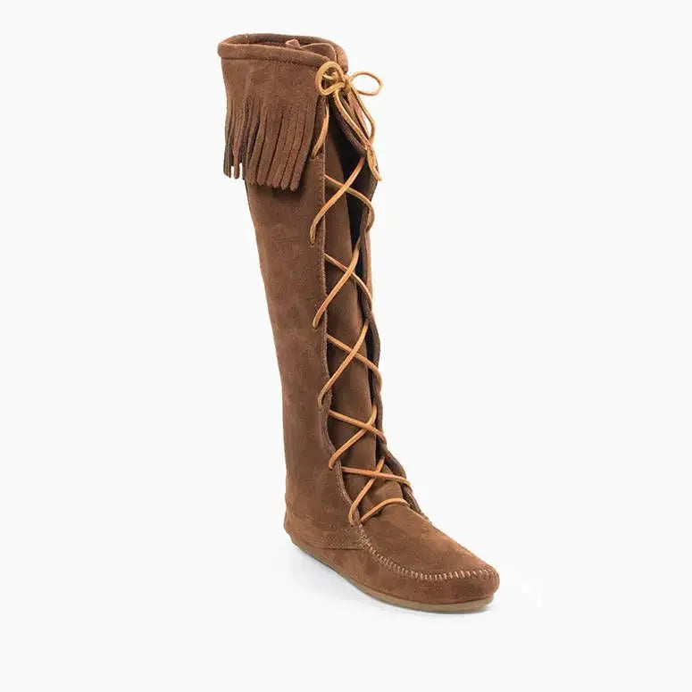 Front Lace Knee High Boot Dusty Brown