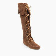 Front Lace Knee High Boot Dusty Brown