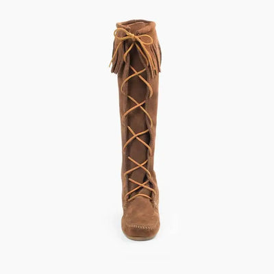 Front Lace Knee High Boot Dusty Brown