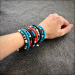 Load image into Gallery viewer, Snake Glass Bracelet - Turquoise, Chevron Bead Bracelet: Medium - 8&quot;
