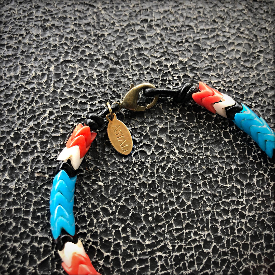 Snake Glass Bracelet - Thunderbird, Chevron Bead Bracelet: Small - 7.5"