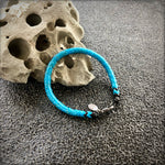 Load image into Gallery viewer, Snake Glass Bracelet - Turquoise, Chevron Bead Bracelet: Medium - 8&quot;
