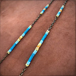 Load image into Gallery viewer, Long Snake Glass Necklace - Sunshine, Chevron Trade Bead

