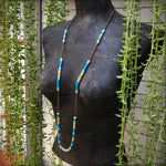 Load image into Gallery viewer, Long Snake Glass Necklace - Sunshine, Chevron Trade Bead
