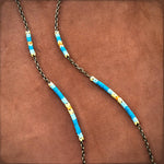 Load image into Gallery viewer, Long Snake Glass Necklace - Sunshine, Chevron Trade Bead
