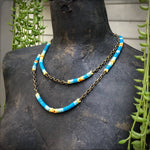Load image into Gallery viewer, Long Snake Glass Necklace - Sunshine, Chevron Trade Bead

