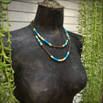 Load image into Gallery viewer, Long Snake Glass Necklace - Sunshine, Chevron Trade Bead
