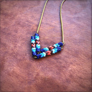 Snake Glass Chevron Necklace - Deer Run, Boho Beaded Neck