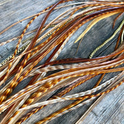 Extra Long Feather Earrings - Dark Ginger