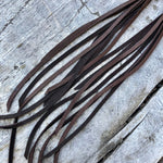 Load image into Gallery viewer, Leather Tassel Earrings - Chocolate Brown, Long Boho Western
