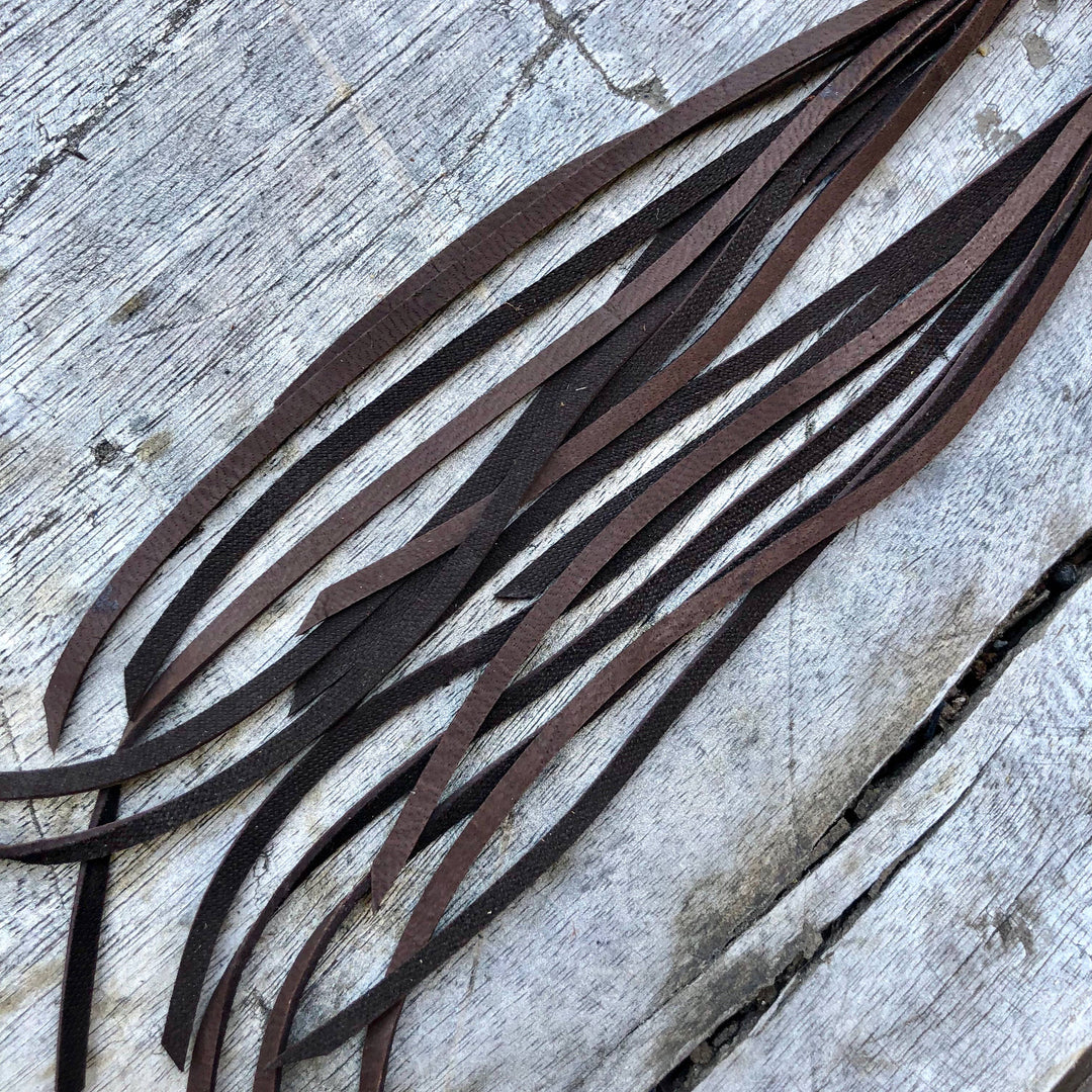 Leather Tassel Earrings - Chocolate Brown, Long Boho Western
