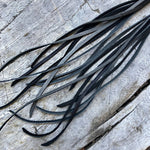 Load image into Gallery viewer, Leather Tassel Earrings - Charcoal &amp; Black, Boho Western
