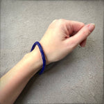 Load image into Gallery viewer, Snake Glass Bracelet - Indigo Blue, Chevron Bead Bracelet: Large - 8.5&quot;
