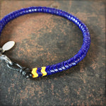 Load image into Gallery viewer, Snake Glass Bracelet - Indigo Blue, Chevron Bead Bracelet: Large - 8.5&quot;
