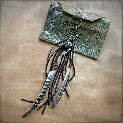 Feather & Leather Clip - Chocolate & Agate
