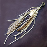Load image into Gallery viewer, Feather &amp; Leather Bag Clip - Cream &amp; White Druzy Bag Tassel
