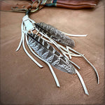 Load image into Gallery viewer, Feather &amp; Leather Bag Clip - Cream &amp; White Druzy Bag Tassel
