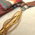 Load image into Gallery viewer, Leather Tassel Key Ring - Gold, Long Keyfob, Handbag Fringe
