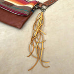 Load image into Gallery viewer, Leather Tassel Key Ring - Gold, Long Keyfob, Handbag Fringe
