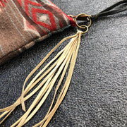 Leather Tassel Key Ring - Cream, Long Keyfob, Handbag Fringe