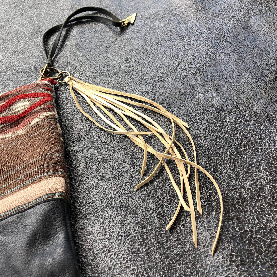 Leather Tassel Key Ring - Cream, Long Keyfob, Handbag Fringe