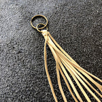 Load image into Gallery viewer, Leather Tassel Key Ring - Cream, Long Keyfob, Handbag Fringe
