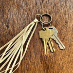 Load image into Gallery viewer, Leather Tassel Key Ring - Cream, Long Keyfob, Handbag Fringe
