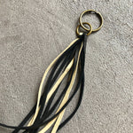 Load image into Gallery viewer, Leather Tassel Key Ring - Cream &amp; Black, Long Handbag Fringe
