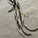 Load image into Gallery viewer, Leather Tassel Key Ring - Cream &amp; Black, Long Handbag Fringe
