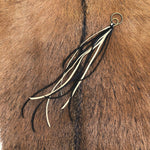 Load image into Gallery viewer, Leather Tassel Key Ring - Cream &amp; Black, Long Handbag Fringe
