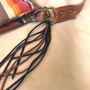 Leather Tassel Key Ring - Black & Rust, Long Handbag Fringe