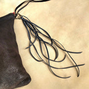 Leather Tassel Key Ring - Charcoal, Keyfob, Handbag Fringe