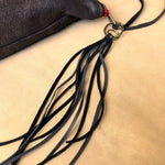 Load image into Gallery viewer, Leather Tassel Key Ring - Charcoal &amp; Black, Handbag Fringe
