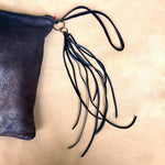 Load image into Gallery viewer, Leather Tassel Key Ring - Charcoal &amp; Black, Handbag Fringe
