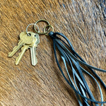 Load image into Gallery viewer, Leather Tassel Key Ring - Charcoal &amp; Black, Handbag Fringe
