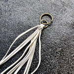 Load image into Gallery viewer, Leather Tassel Key Ring - White, Long Keyfob, Handbag Fringe
