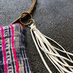 Load image into Gallery viewer, Leather Tassel Key Ring - White, Long Keyfob, Handbag Fringe

