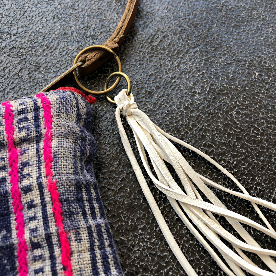 Leather Tassel Key Ring - White, Long Keyfob, Handbag Fringe