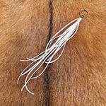 Load image into Gallery viewer, Leather Tassel Key Ring - White, Long Keyfob, Handbag Fringe
